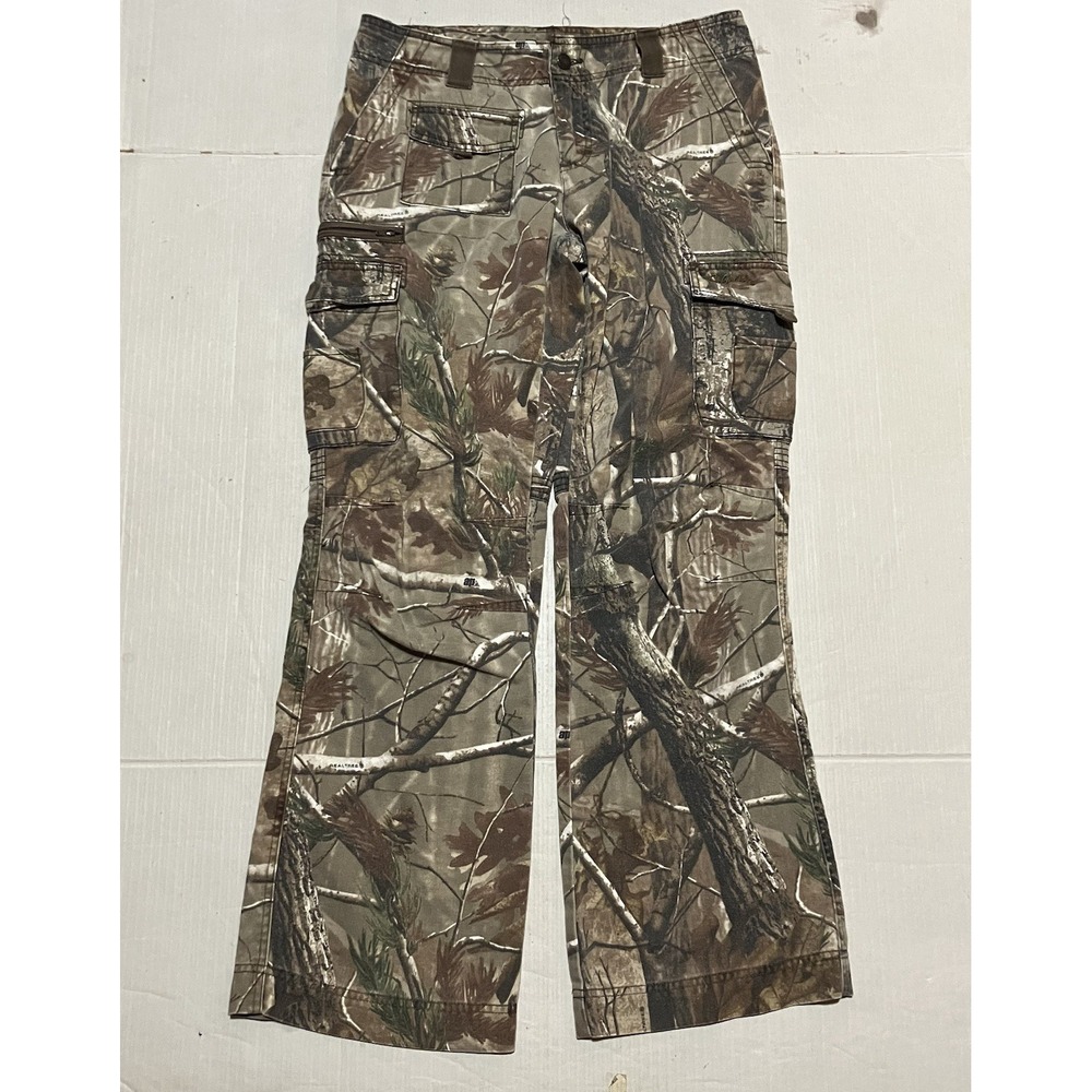 Cabela's Realtree Tree Jeans Hunting Cargo Double Knee Womens 12 Reg‎ Camouflage